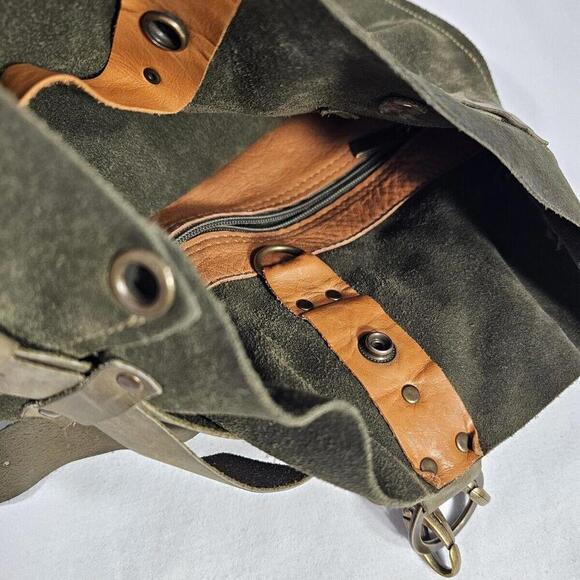Suede Drawstring Backpack with Buckle Strap - Olive Green main image 8